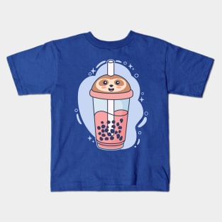 Sloth Boba Tea Cup Kawaii Bubble Tea Lover Kids T-Shirt